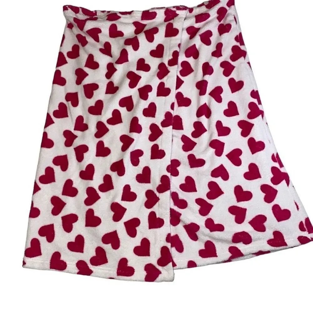 Towel Wrap White with Pink Hearts Hook and Loop Elastic Size 3X
